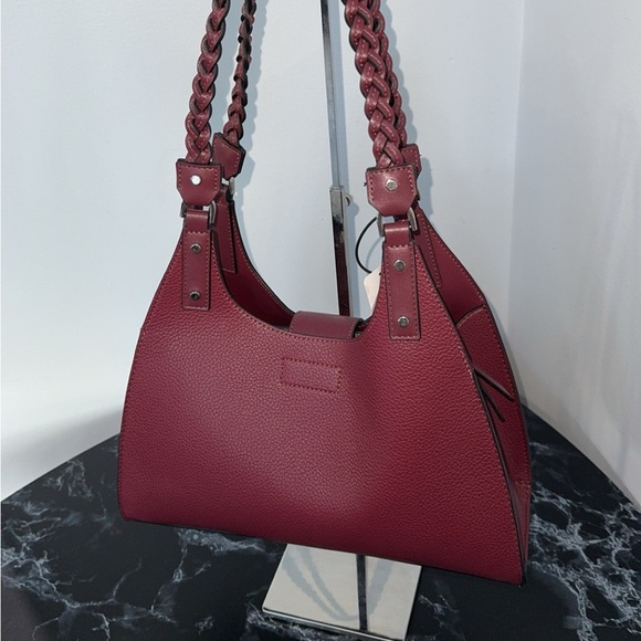 CALVIN KLEIN Shelly Novelty Satchel Women’s Leather Bag Red NEW -MINOR DEFECT - Picture 6 of 10